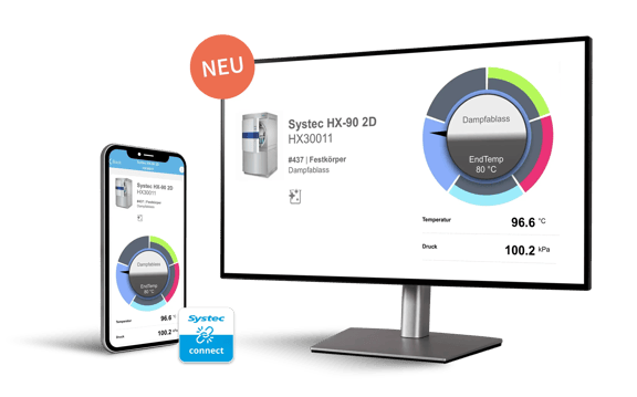Systec Connect software: autoclave monitoring on smartphone, tablet and PC