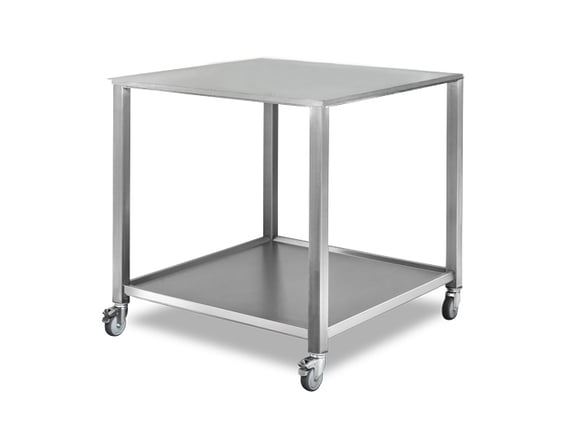 Base frame with castors for table-top autoclaves